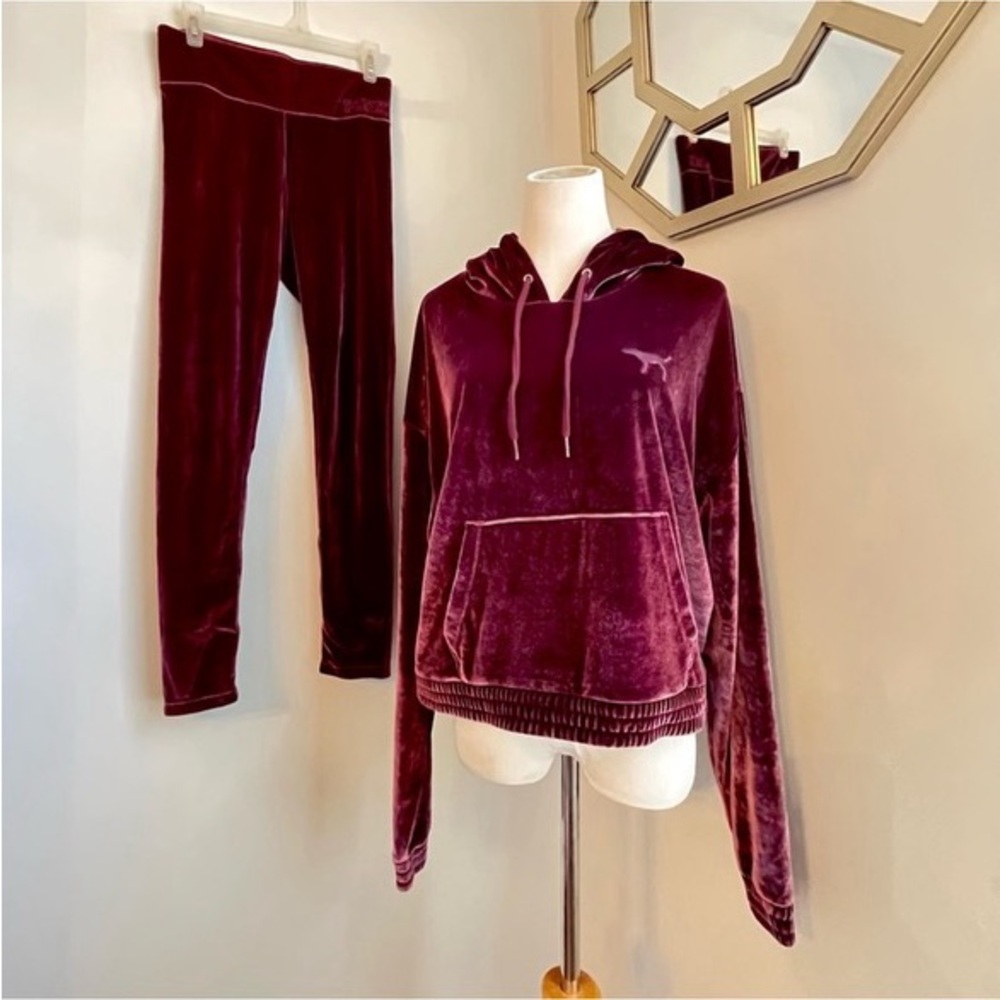 Pink Victoria’s Secret burgundy velour set